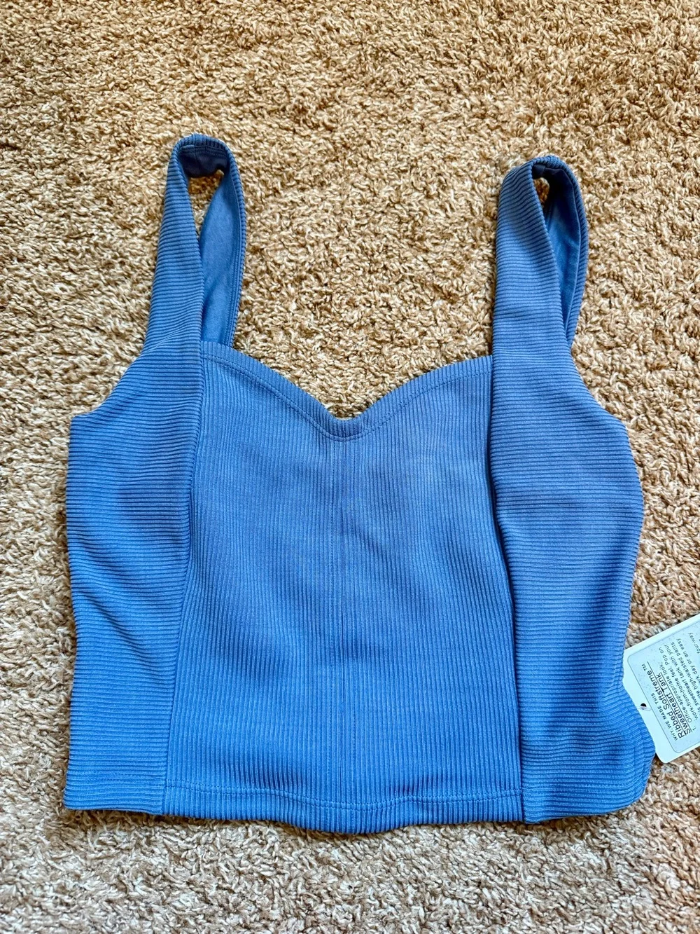 Lululemon Ribbed Blue Sweetheart Crop Tank